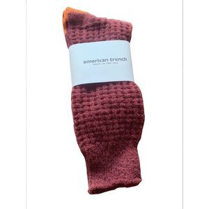American Trench Maroon Waffle Knit Socks - Women’s 6-10 Cozy Eco-Friendly Socks